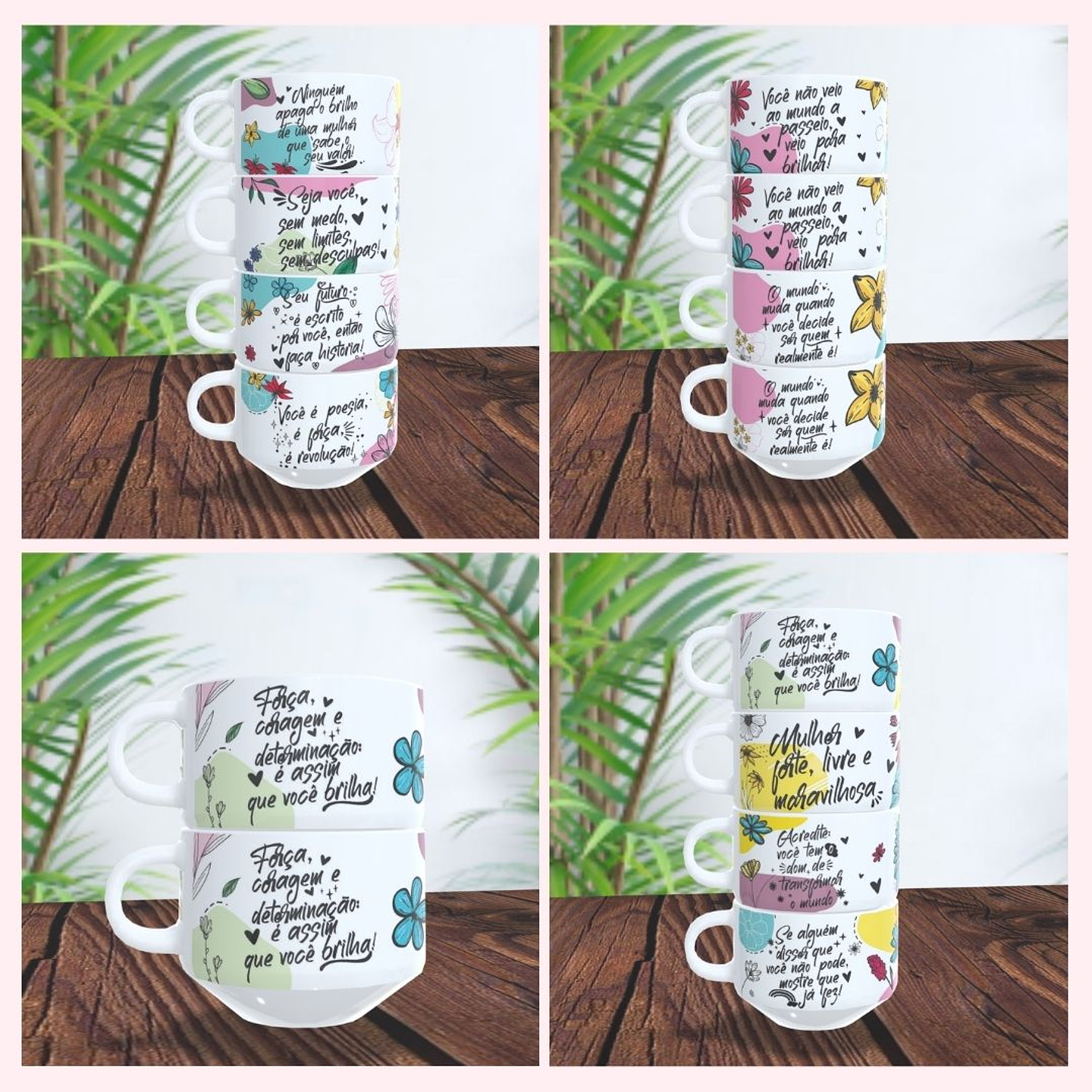 30 Artes para Caneca Azulejo e Torre de Xicaras Dia da Mulher Frases Arquivo Editável 3