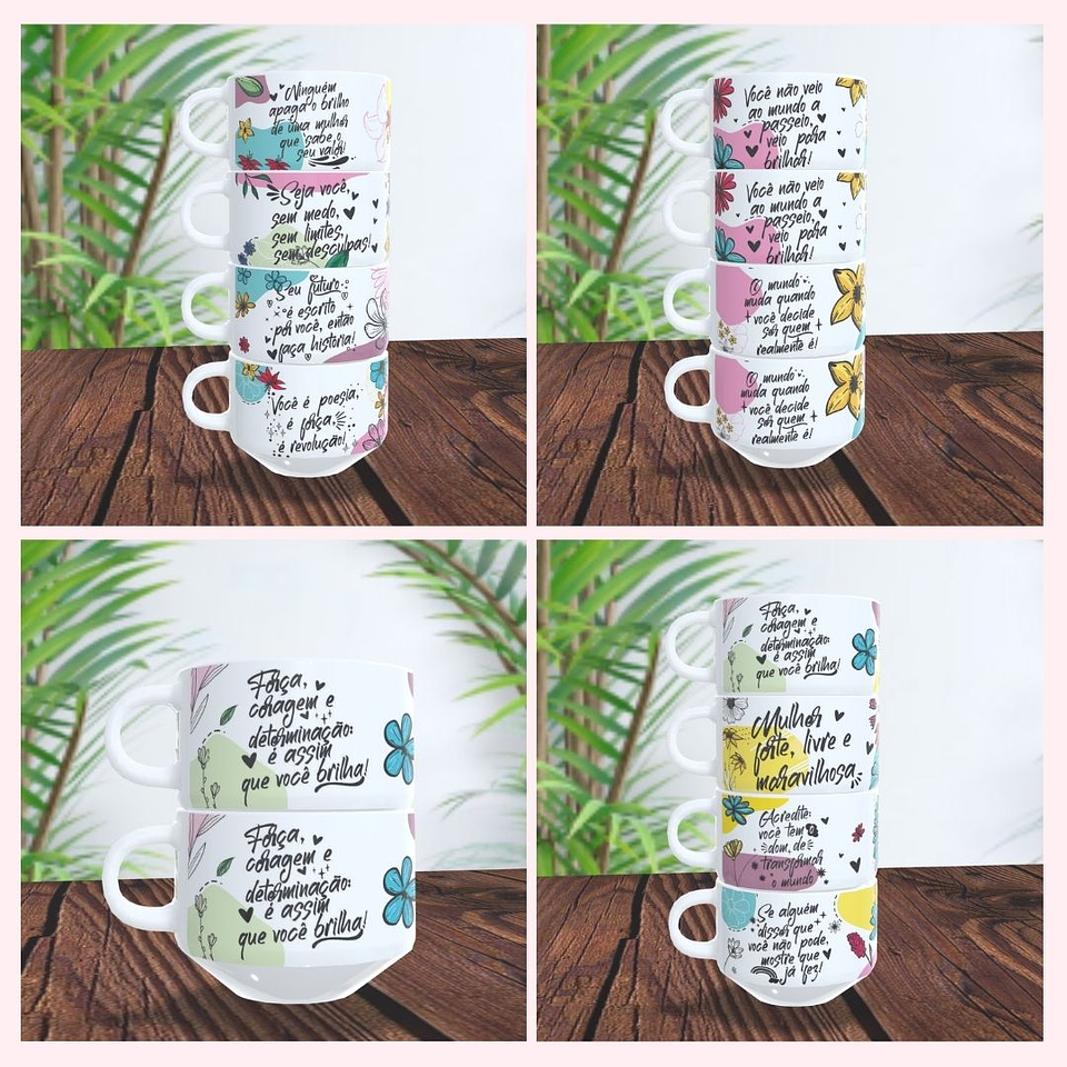 30 Artes para Caneca Azulejo e Torre de Xicaras Dia da Mulher Frases Arquivo Editável 3