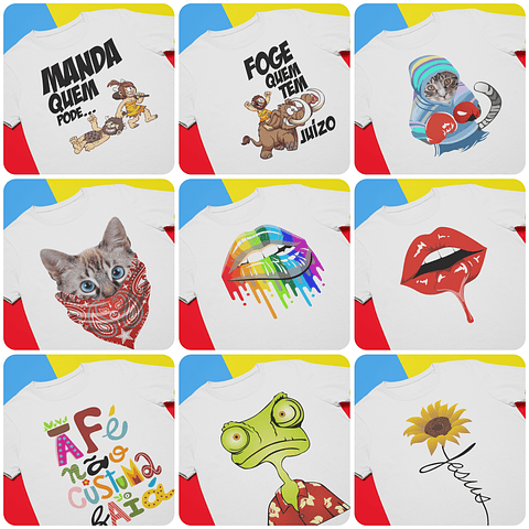 32 Artes para Camisa Temas Diversos Arquivo em Png