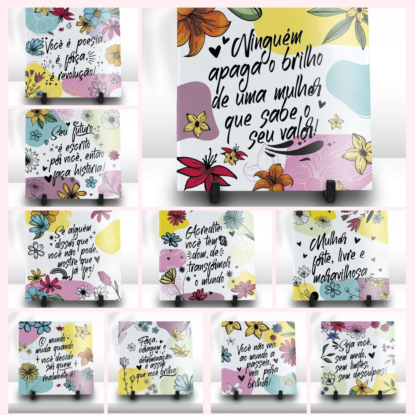 30 Artes para Caneca Azulejo e Torre de Xicaras Dia da Mulher Frases Arquivo Editável 4