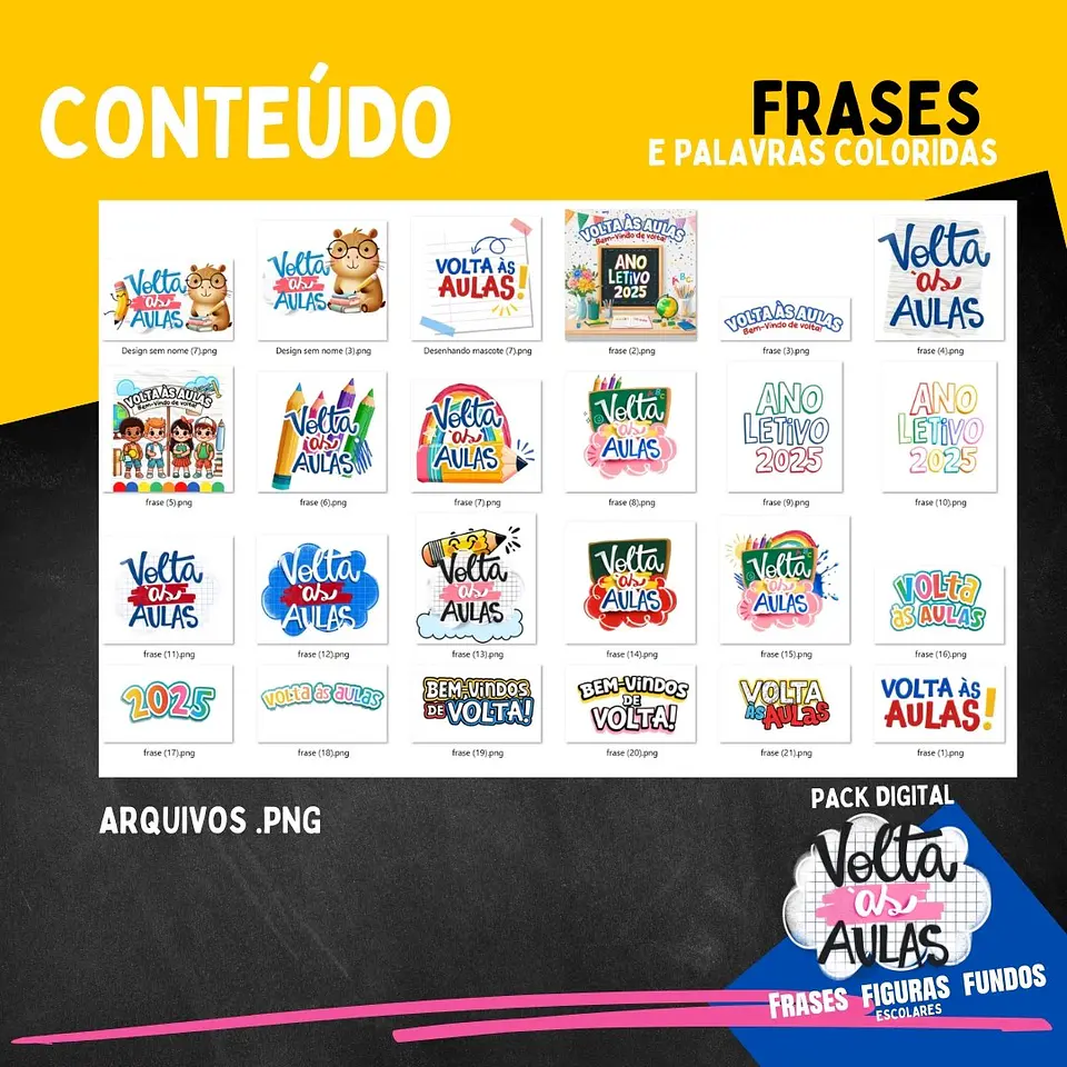 Kit Digital Mascotinhos Volta as Aulas em Png 3