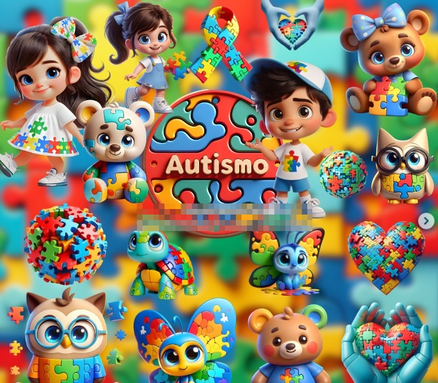 Kit Digital Autismo 3d em Png 1