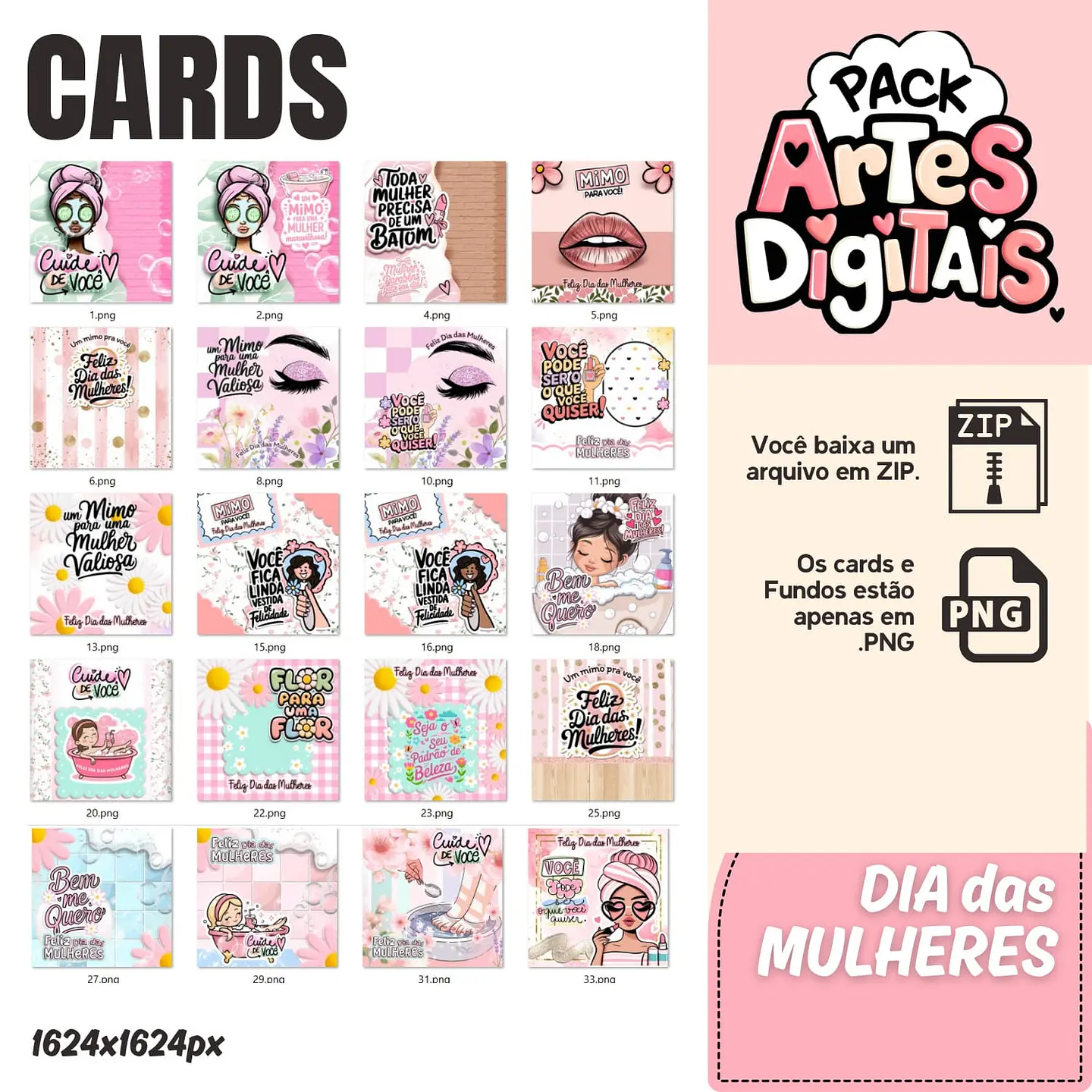 Kit Digital Cards Dia das Mulheres em Png 9