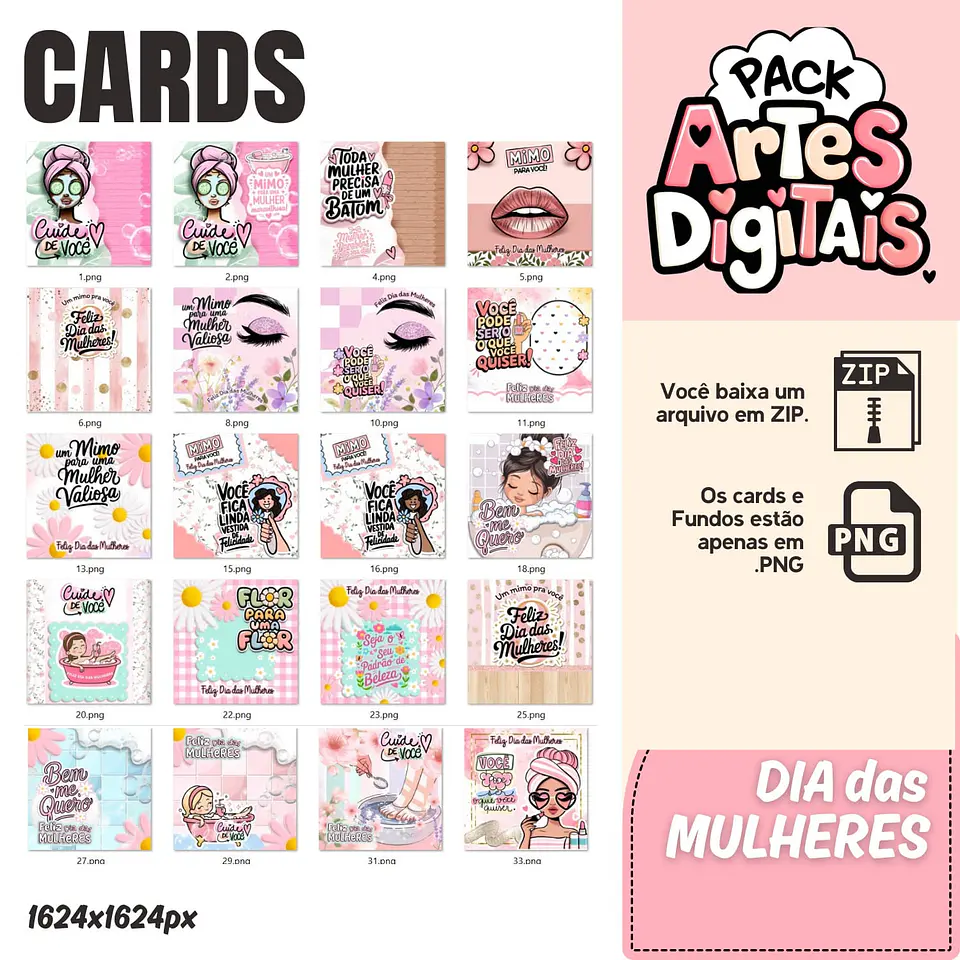 Kit Digital Cards Dia das Mulheres em Png 9
