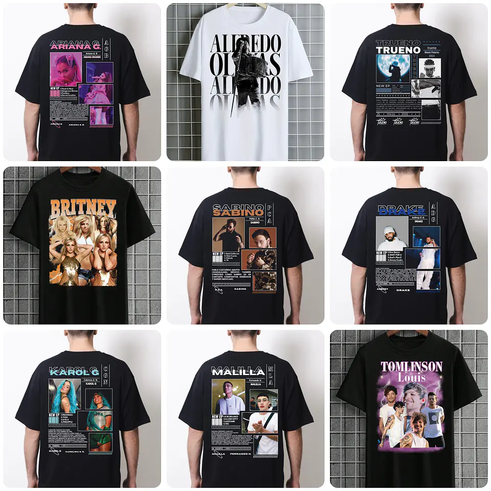 100 Artes para Camisa Artistas Famosos Internacionais Arquivo em Png 3