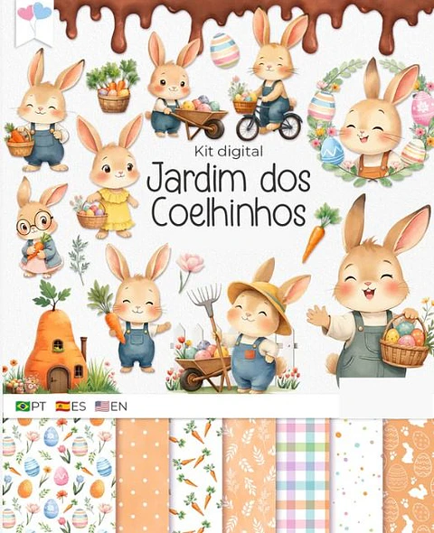 Kit Digital Jardim Coelhinhos Png 