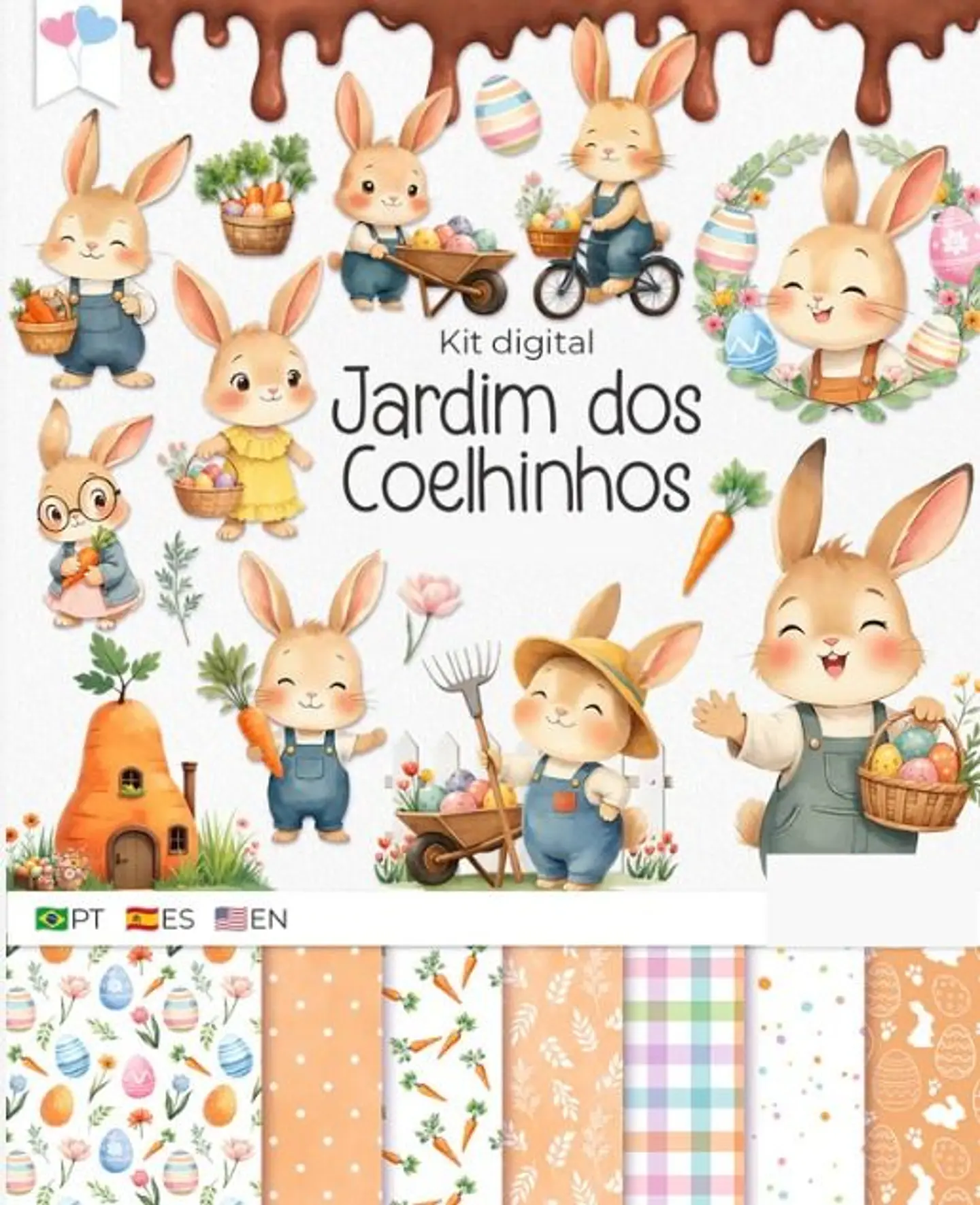 Kit Digital Jardim Coelhinhos Png  1