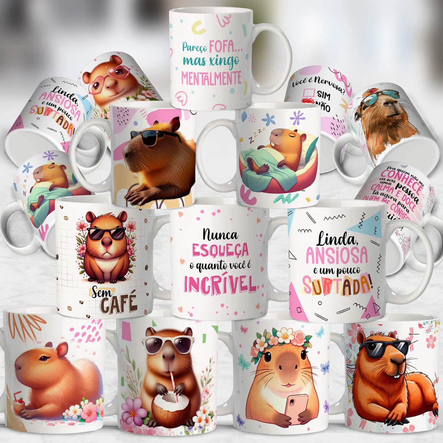 11 Artes para Caneca Capivara debochada Arquivo em Editável 1