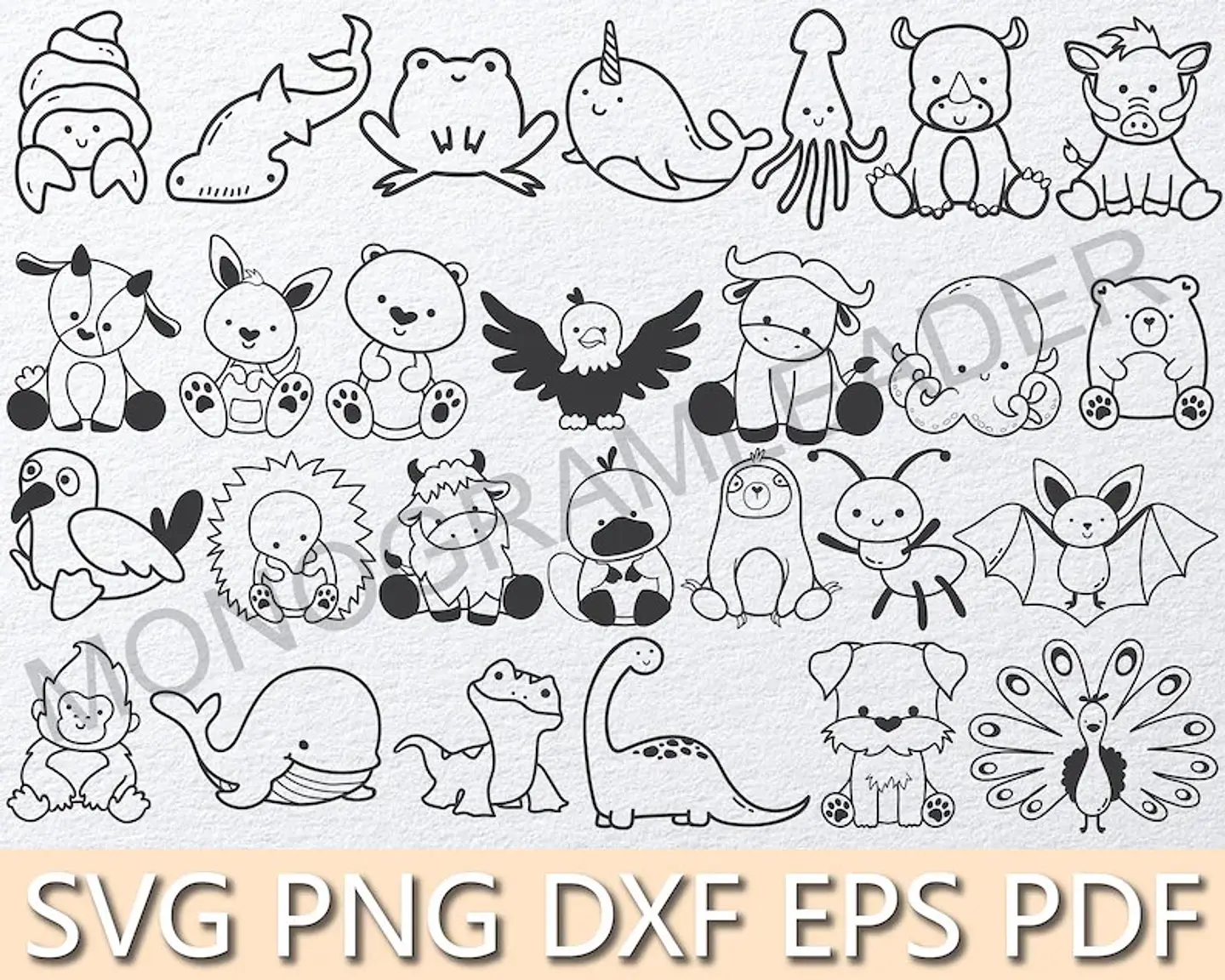 Kit Digital Contorno Animais Png 3