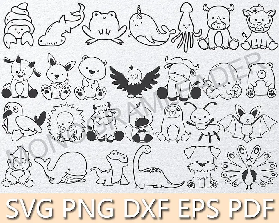 Kit Digital Contorno Animais Png 3