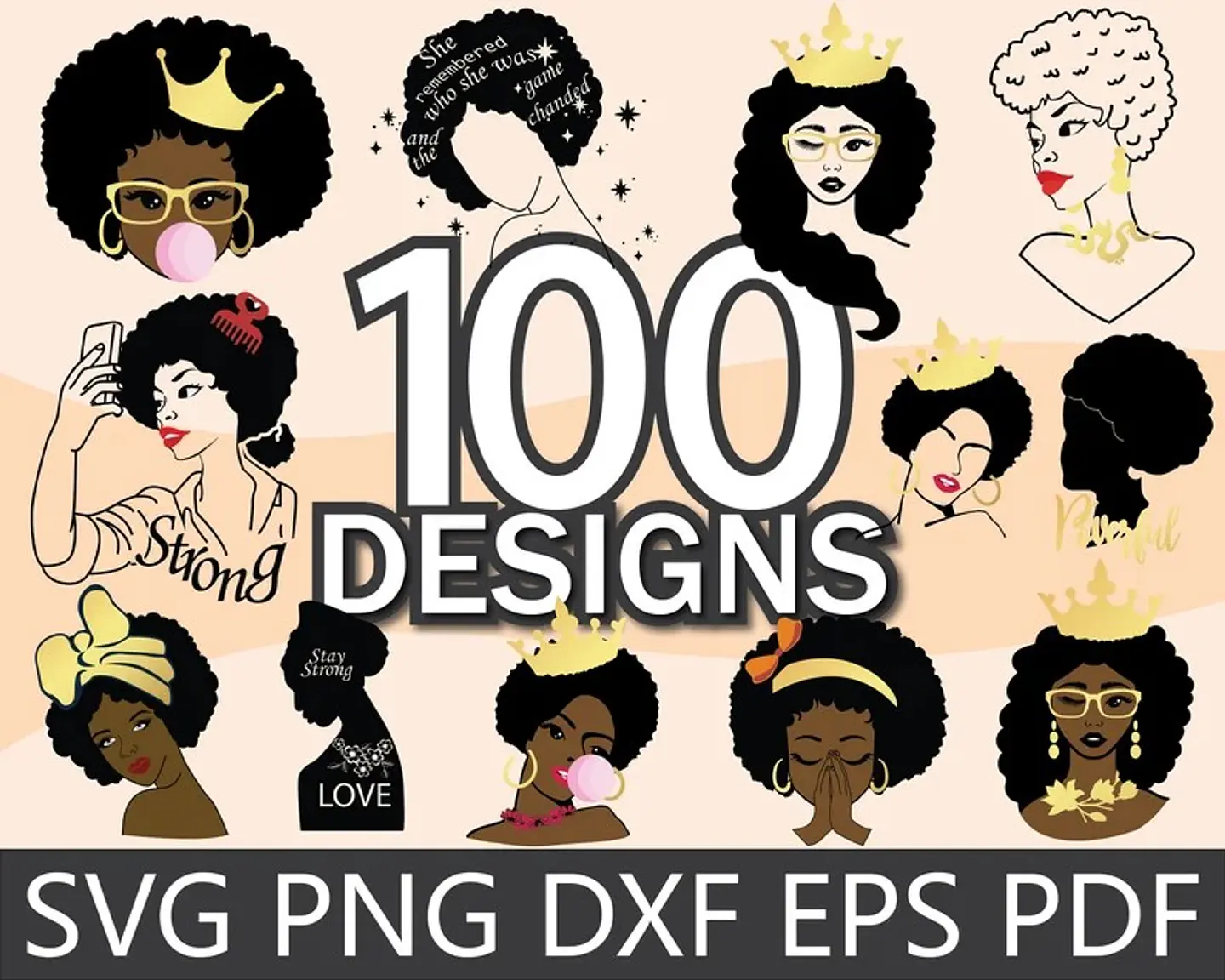 Kit Digital Mulher Afro Black Png  1