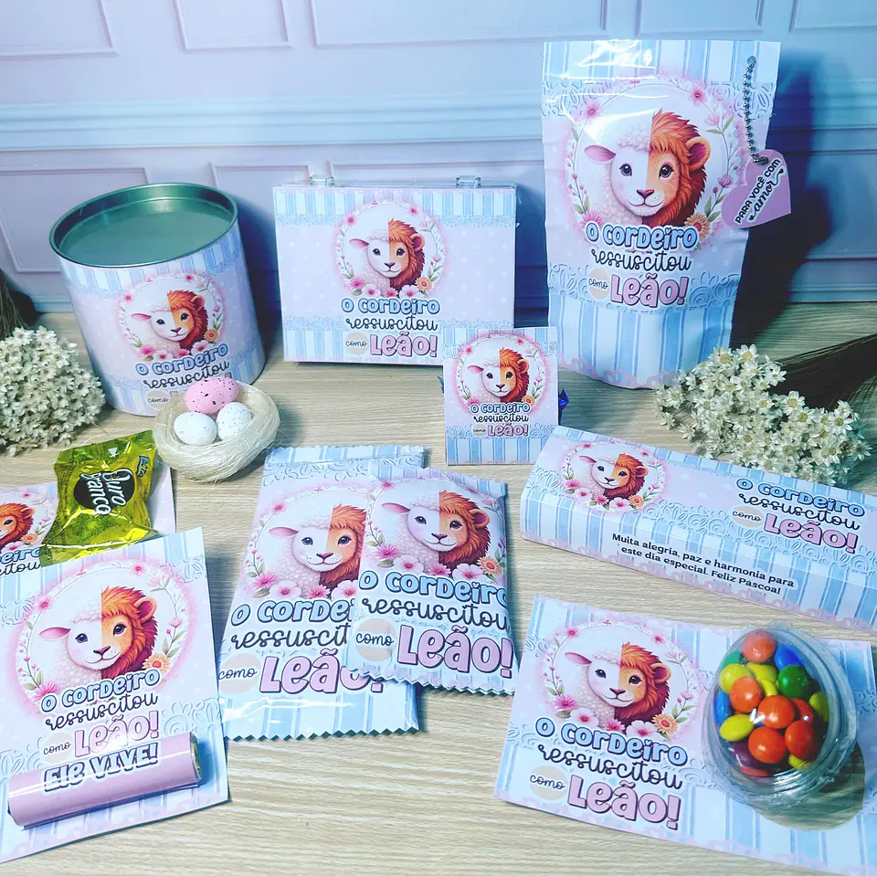 Arquivo de Corte Mimos Páscoa Leão e o Cordeiro em Pdf  2