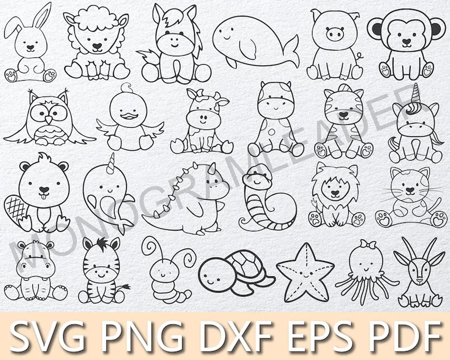 Kit Digital Contorno Animais Png 4