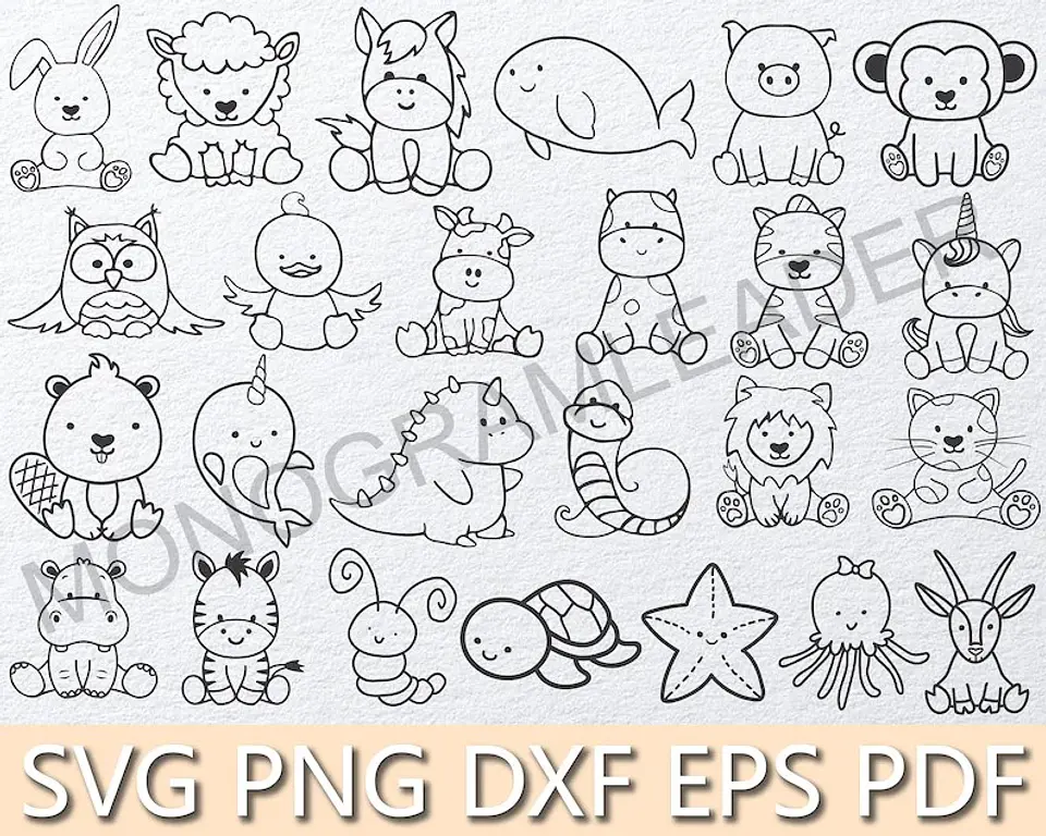 Kit Digital Contorno Animais Png 4