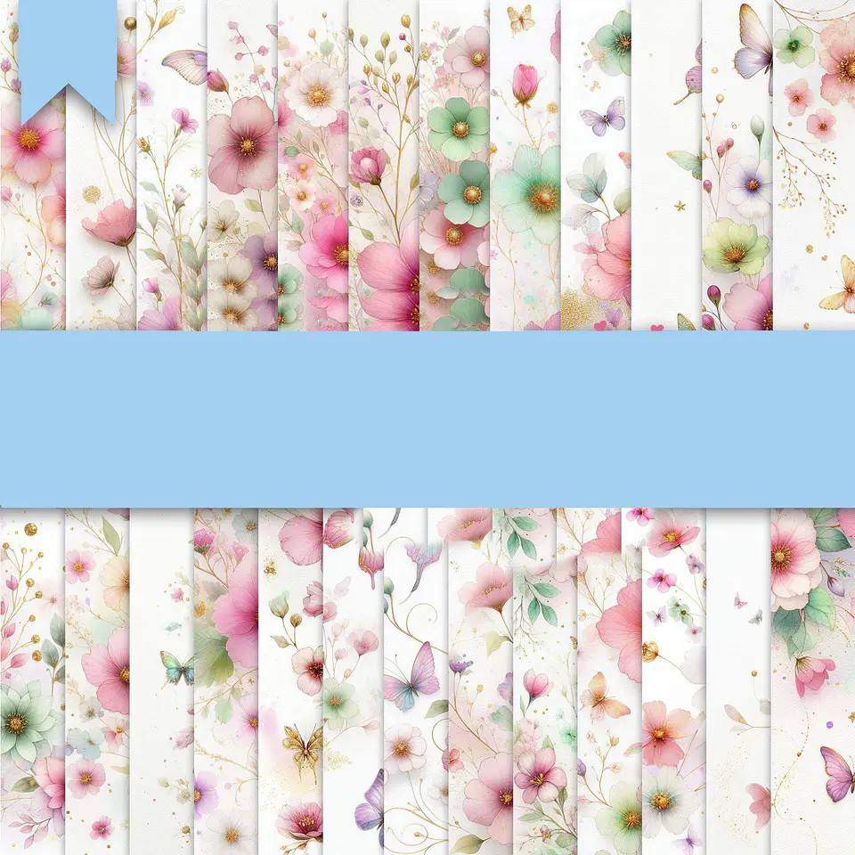 Kit Digital Papeis Digitais Fundos Floral Borboletas Png  1