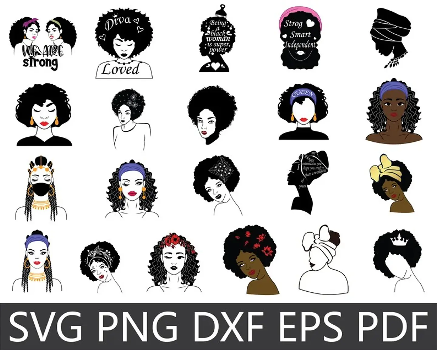Kit Digital Mulher Afro Black Png  2