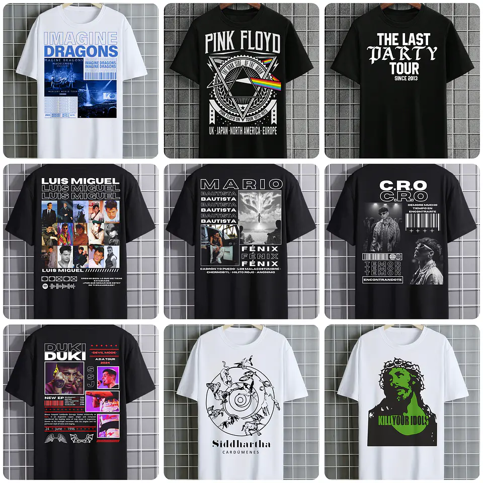 100 Artes para Camisa Artistas Famosos Internacionais Arquivo em Png 8