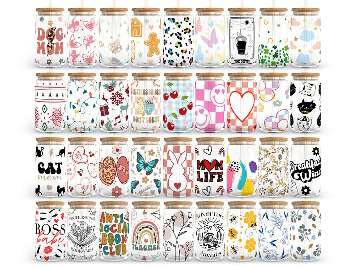 150 Artes para Copo Tampa de Bambu Café Gelado Copo de Vidro Coffe Glass Arquivo em Png  2