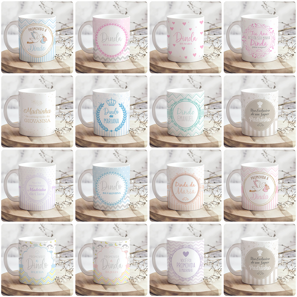 36 Artes para Caneca Dindos Padrinhos Arquivo Editável 1