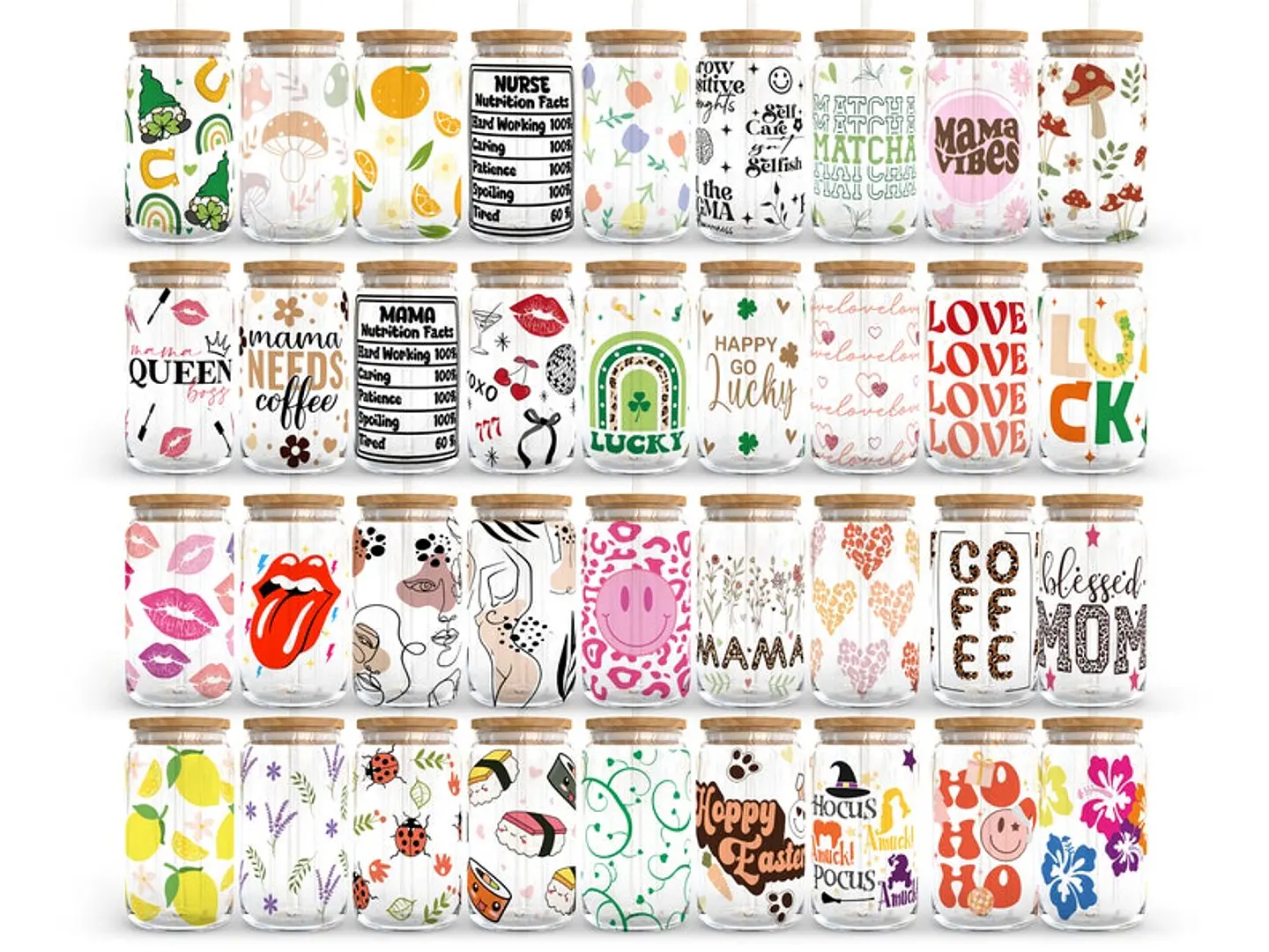 150 Artes para Copo Tampa de Bambu Café Gelado Copo de Vidro Coffe Glass Arquivo em Png  3