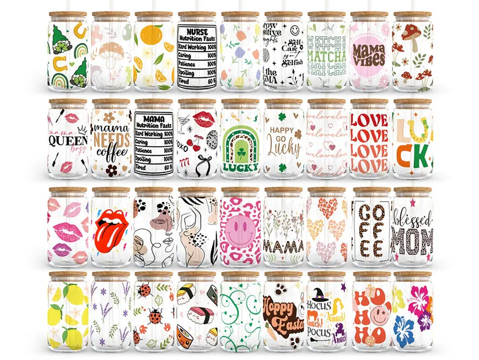 150 Artes para Copo Tampa de Bambu Café Gelado Copo de Vidro Coffe Glass Arquivo em Png  3