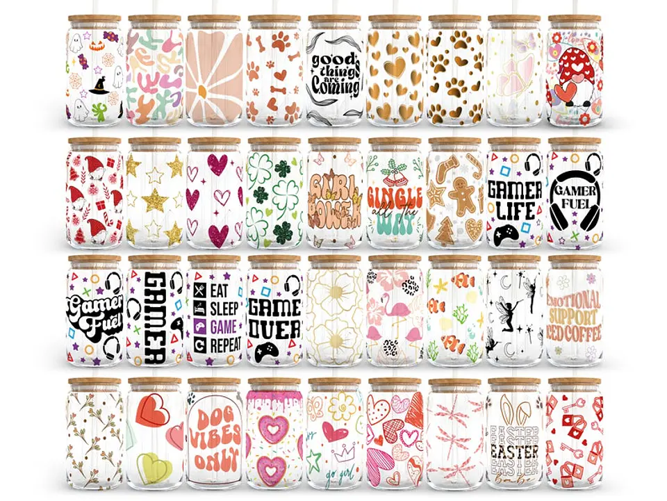 150 Artes para Copo Tampa de Bambu Café Gelado Copo de Vidro Coffe Glass Arquivo em Png  4