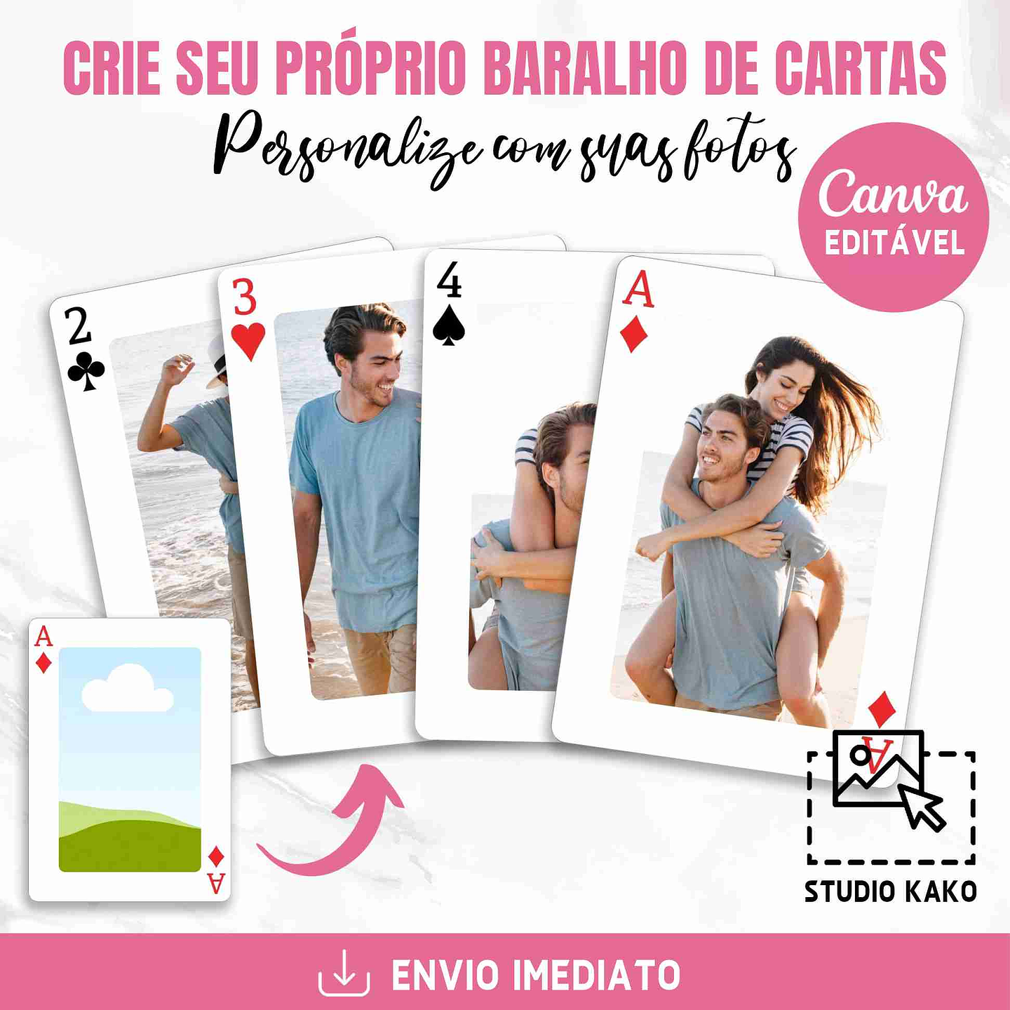 Baralho de Poker Personalizado Editavel no Canva Adicione Suas Fotos e Frases Favoritas! Crie e Personalize Agora Mesmo! 1