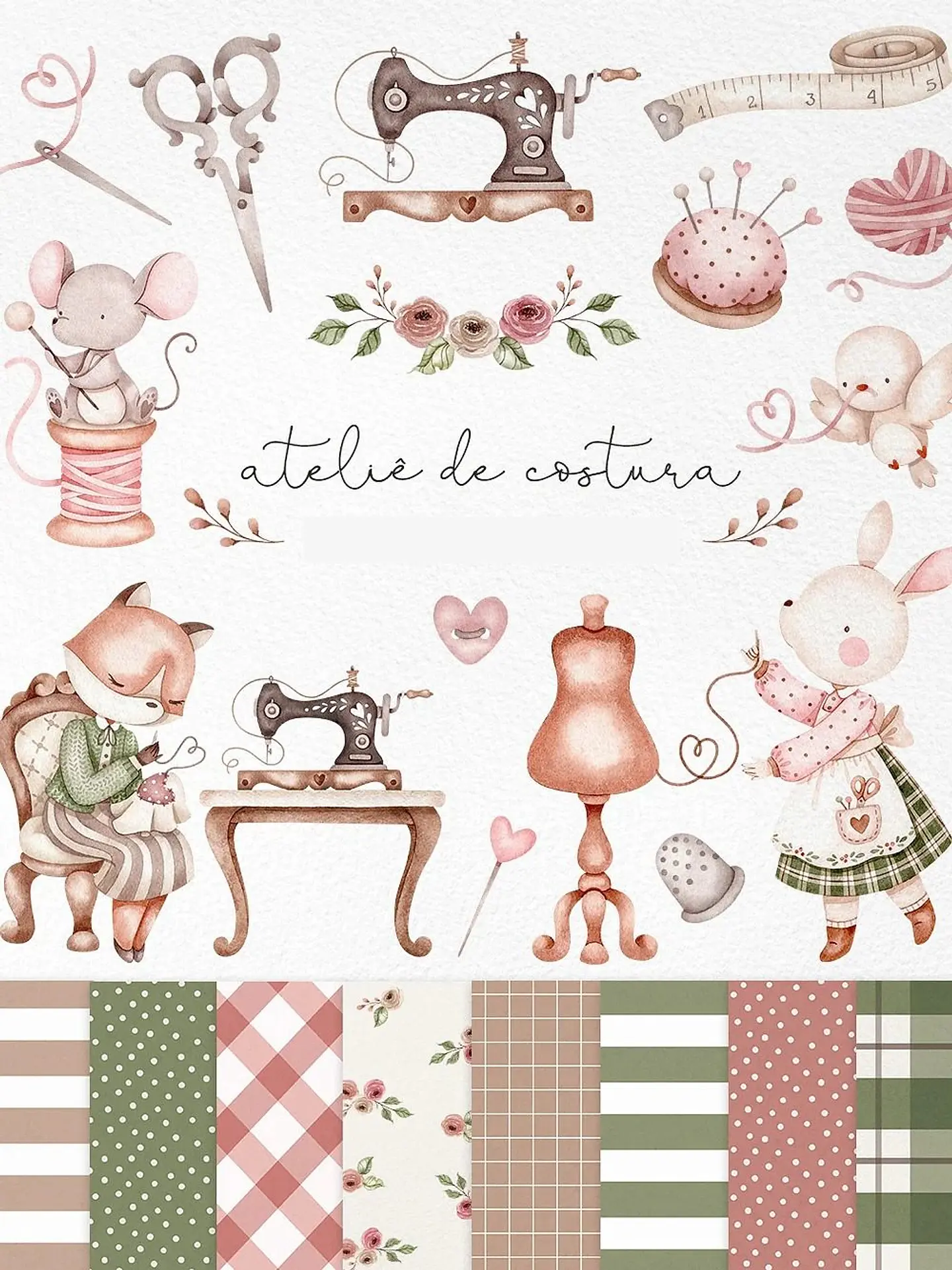 Kit Digital Ateliê de Costura em Png  1