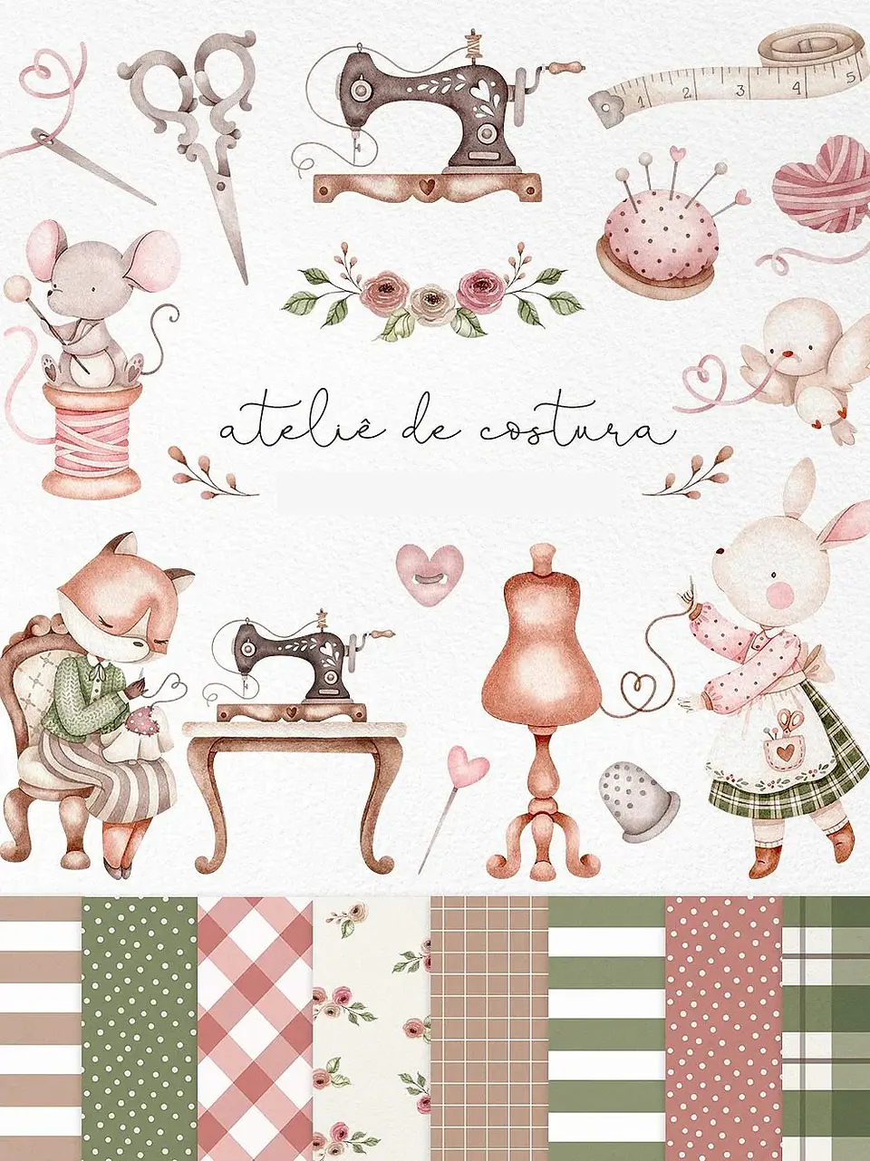 Kit Digital Ateliê de Costura em Png  1