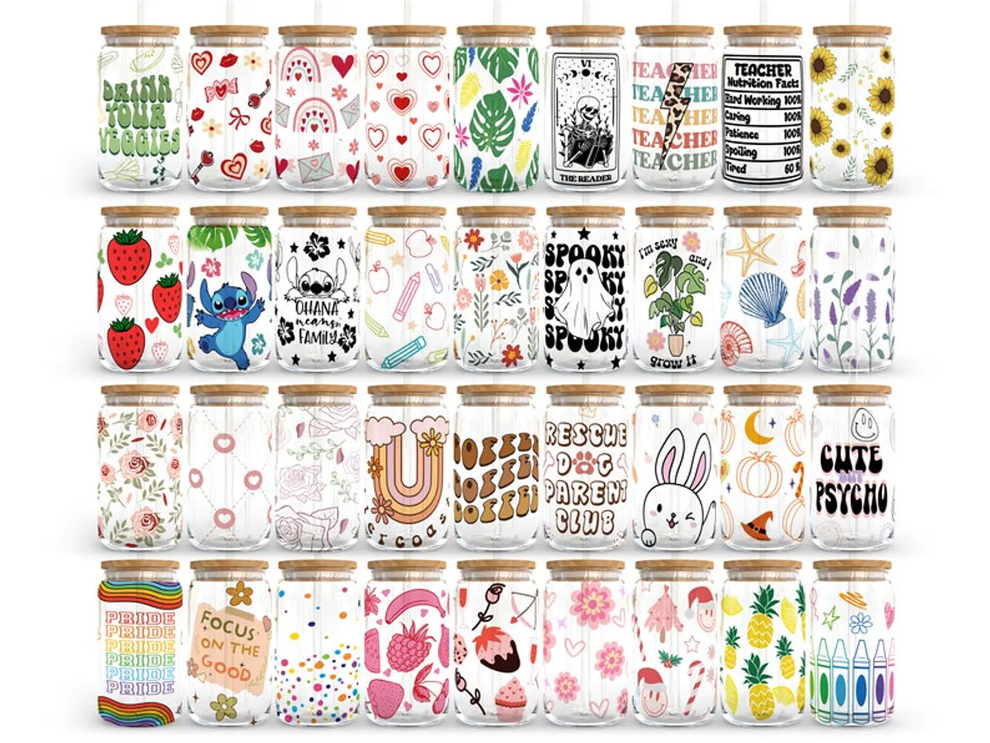 150 Artes para Copo Tampa de Bambu Café Gelado Copo de Vidro Coffe Glass Arquivo em Png  5