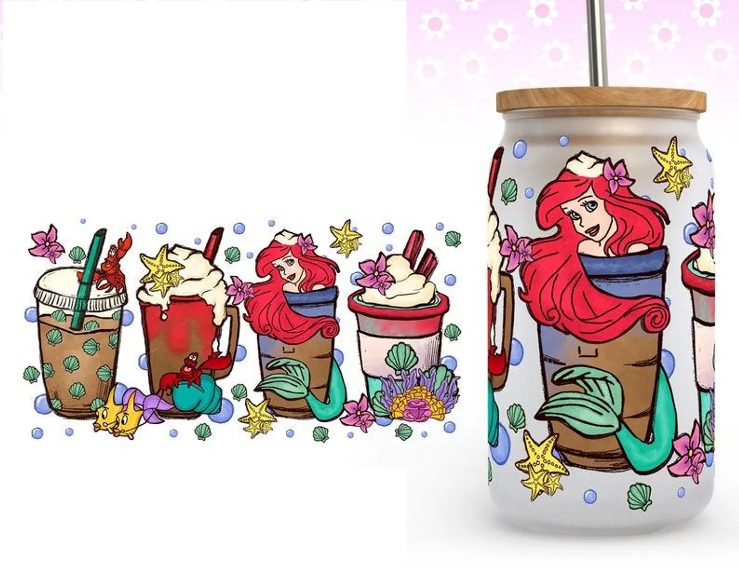 500 Artes para Copo Tampa de Bambu Café Gelado Copo de Vidro Coffe Glass Arquivo em Png  9