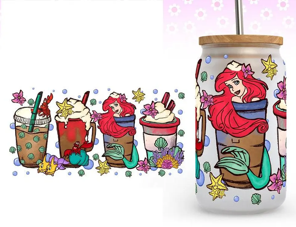 500 Artes para Copo Tampa de Bambu Café Gelado Copo de Vidro Coffe Glass Arquivo em Png  9