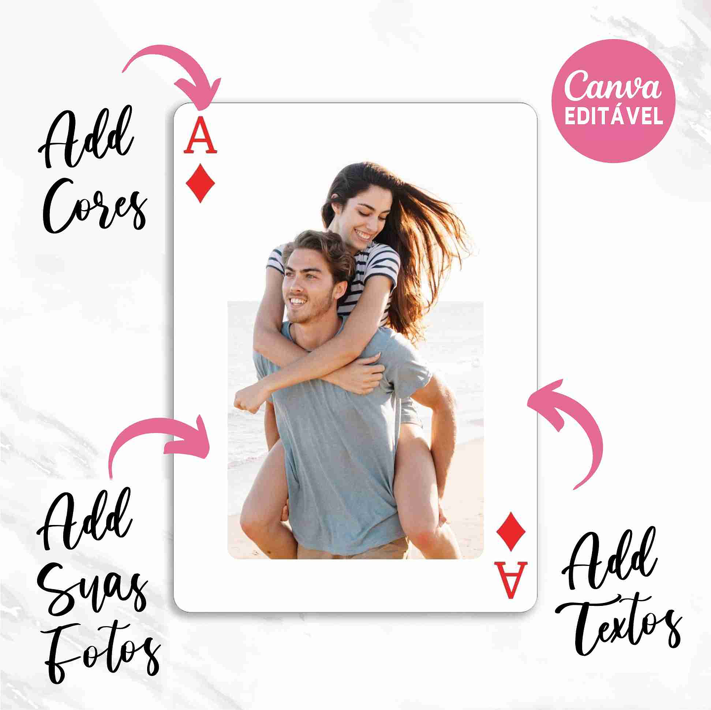 Baralho de Poker Personalizado Editavel no Canva Adicione Suas Fotos e Frases Favoritas! Crie e Personalize Agora Mesmo! 4
