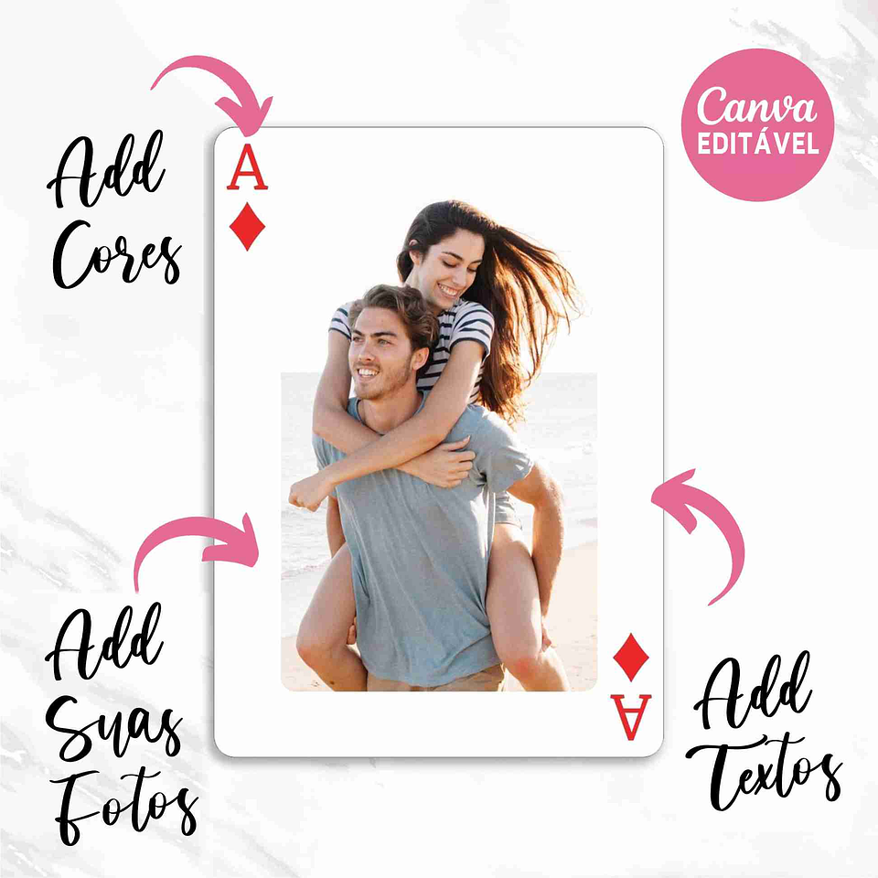 Baralho de Poker Personalizado Editavel no Canva Adicione Suas Fotos e Frases Favoritas! Crie e Personalize Agora Mesmo! 4