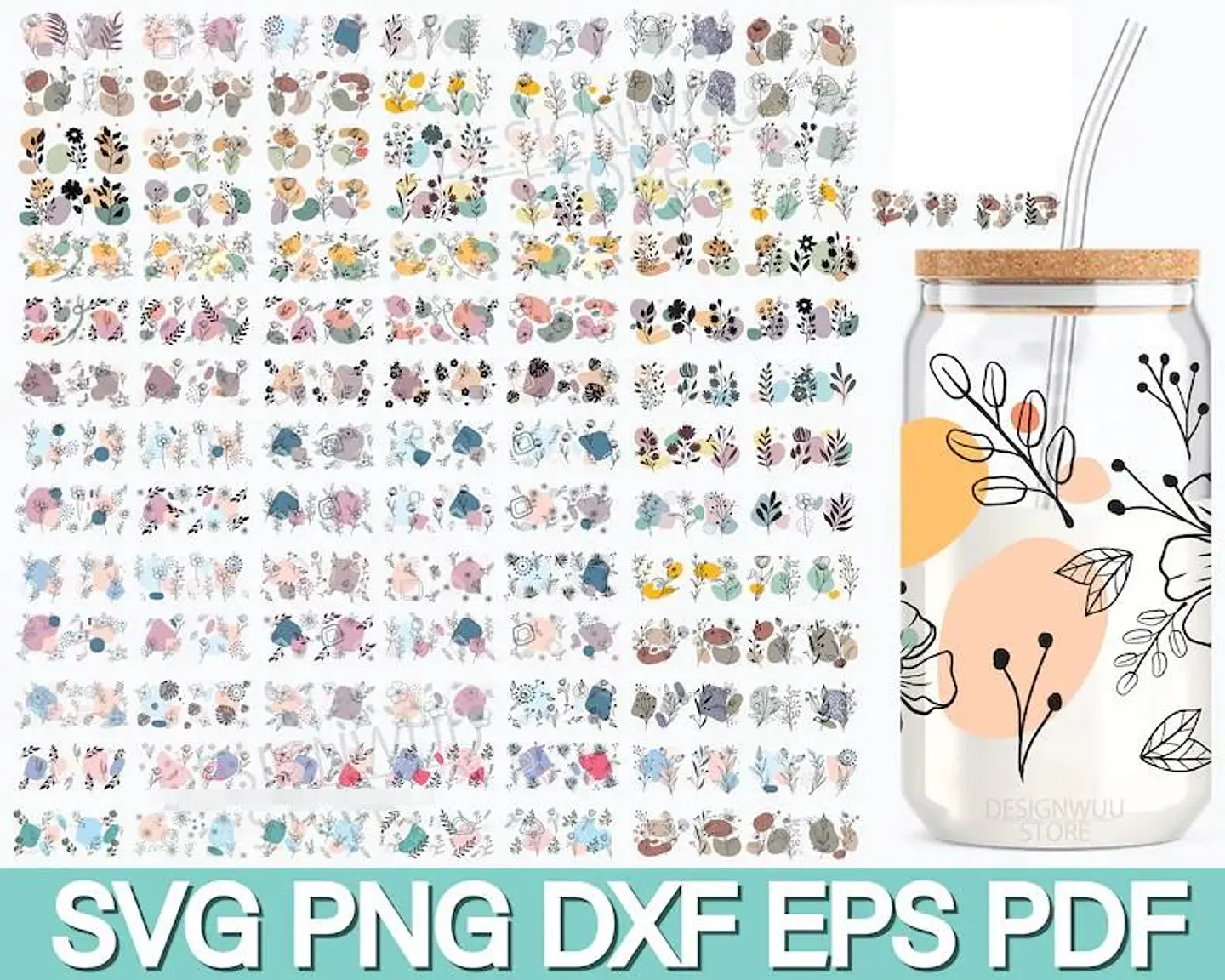 500 Artes para Copo Tampa de Bambu Café Gelado Copo de Vidro Coffe Glass Arquivo em Png  10