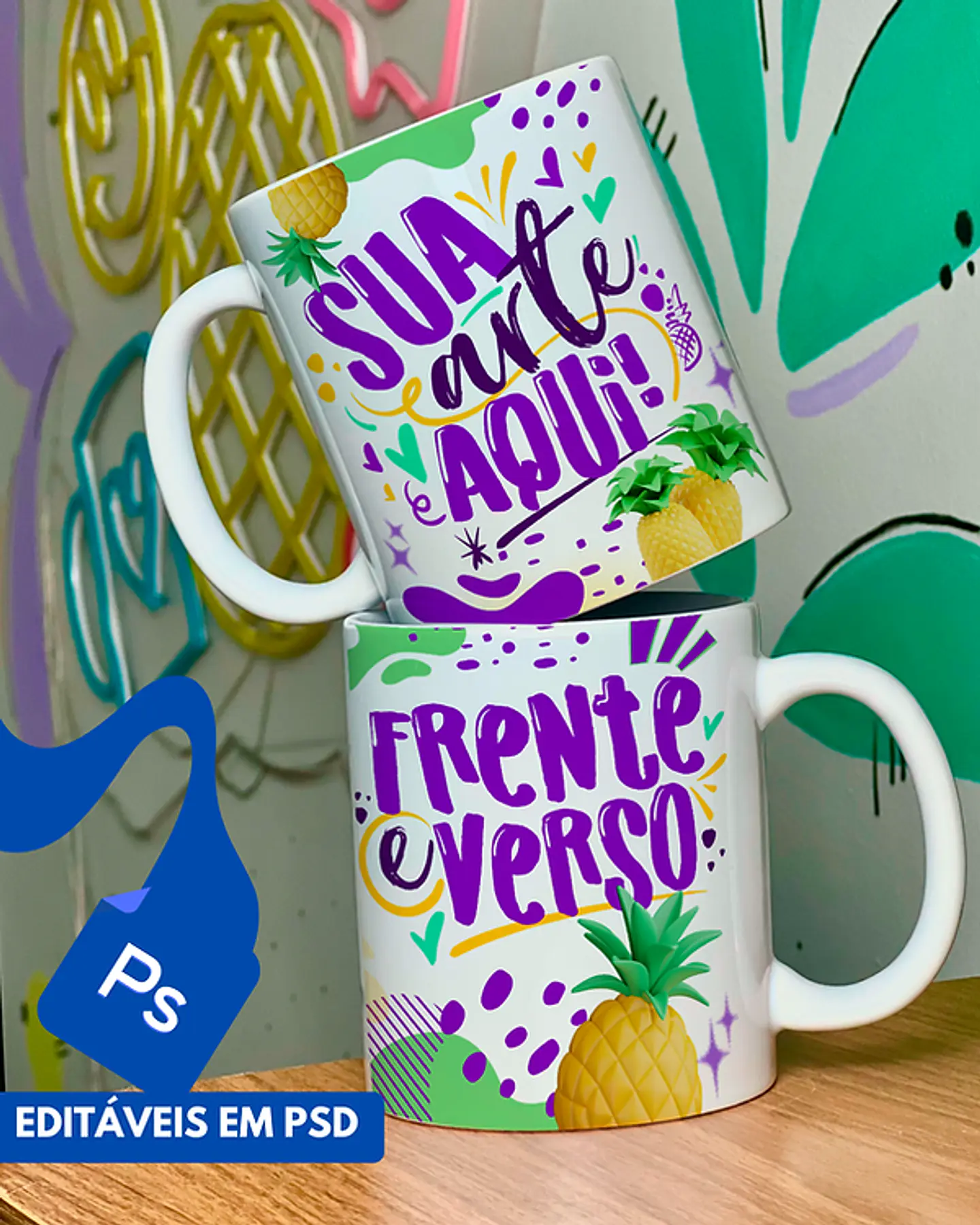 Arquivos Mockups Diversos Para Sublimação Canecas, Garrafas, Squeeze, Torre de Xicaras, Copo Chopp em Editável 4