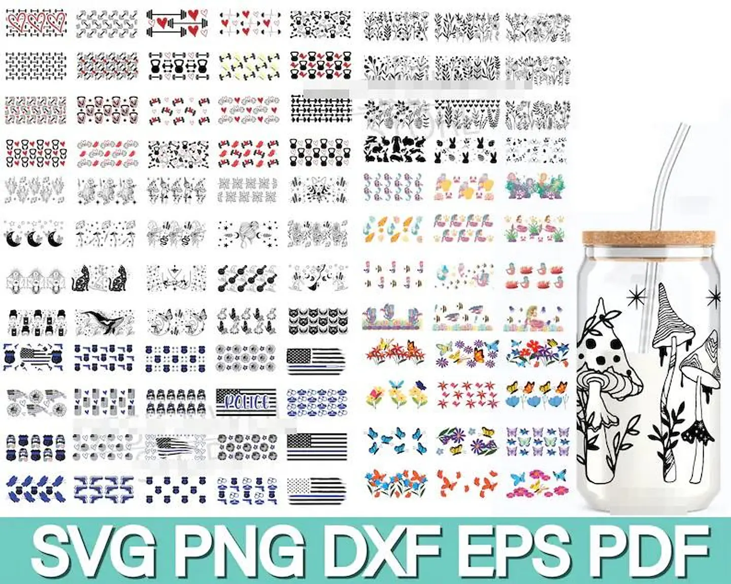 500 Artes para Copo Tampa de Bambu Café Gelado Copo de Vidro Coffe Glass Arquivo em Png  12