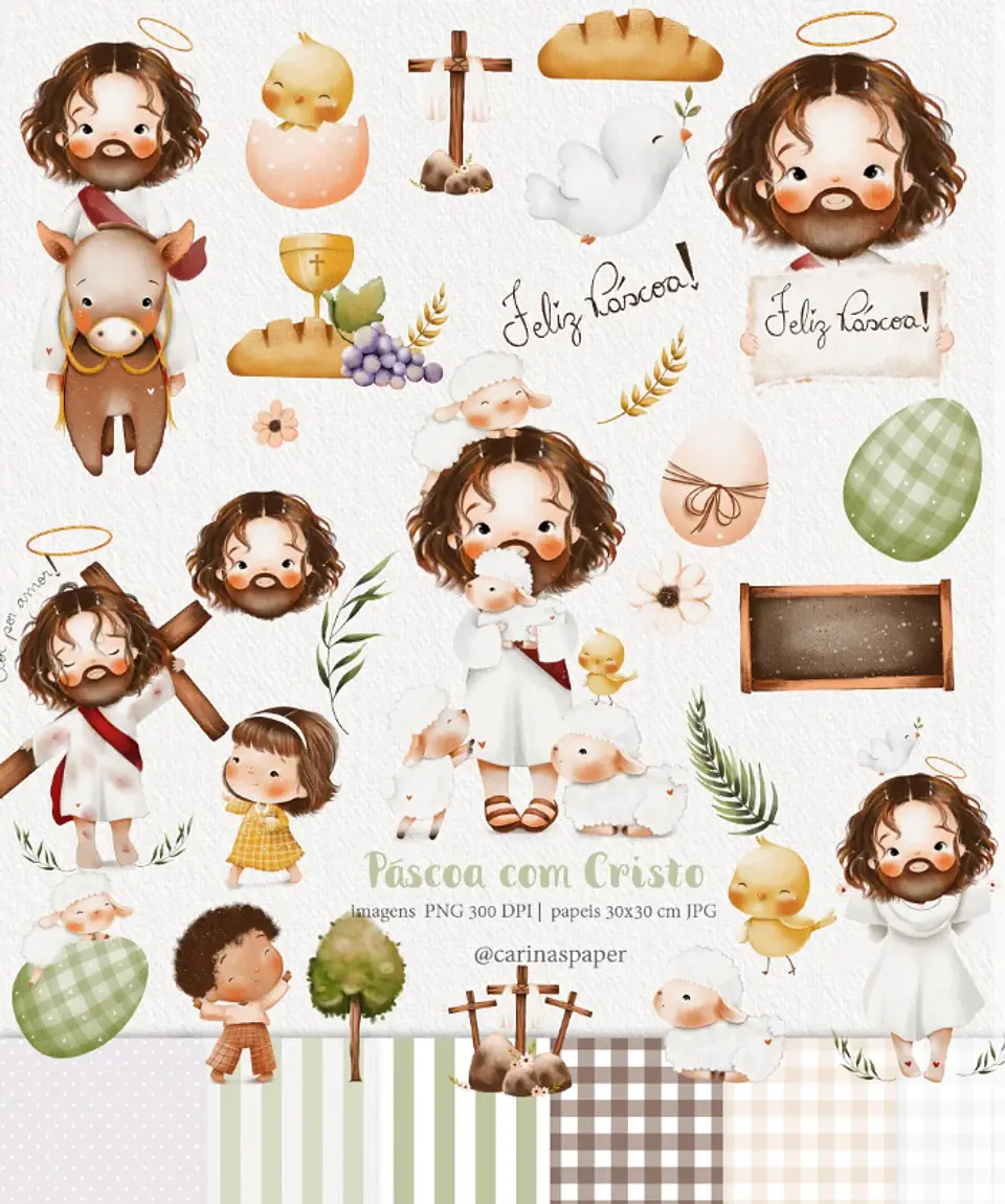 Kit Digital Páscoa com Cristo Aquarelado Png   1