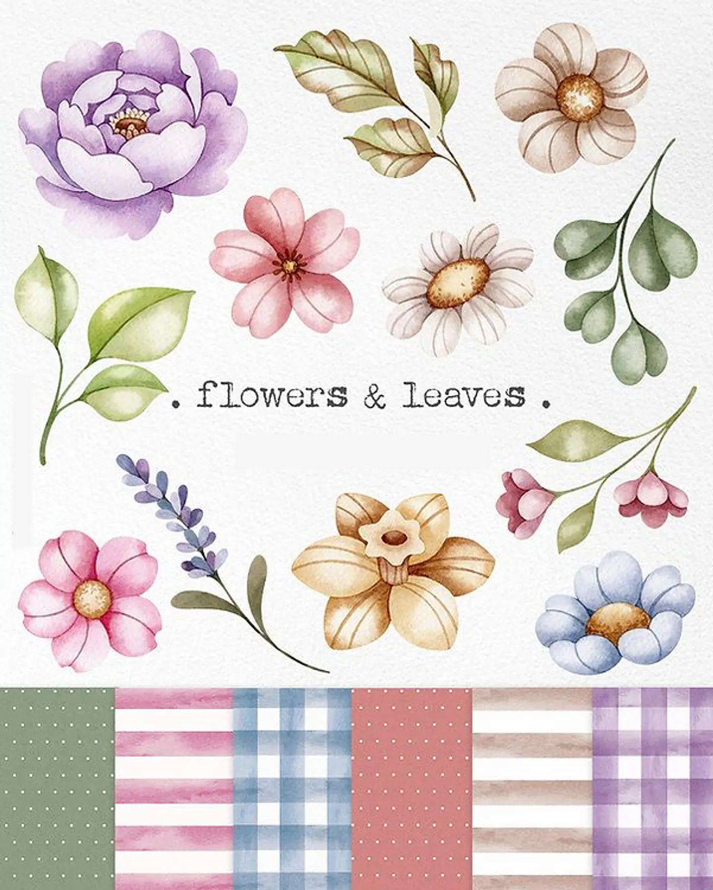 Kit Digital Flores e Folhas em Png  1