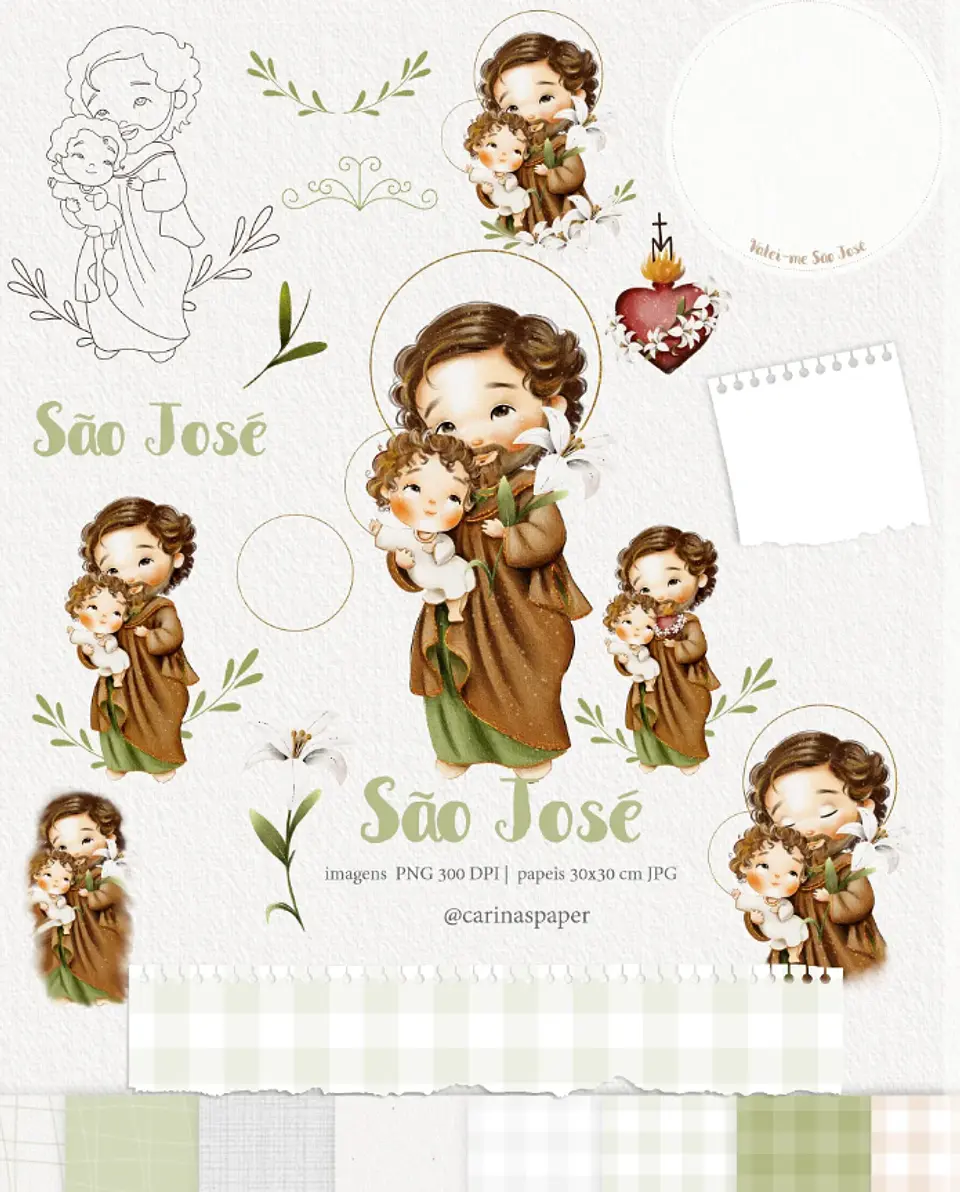 Kit Digital São José Aquarelado Png 1