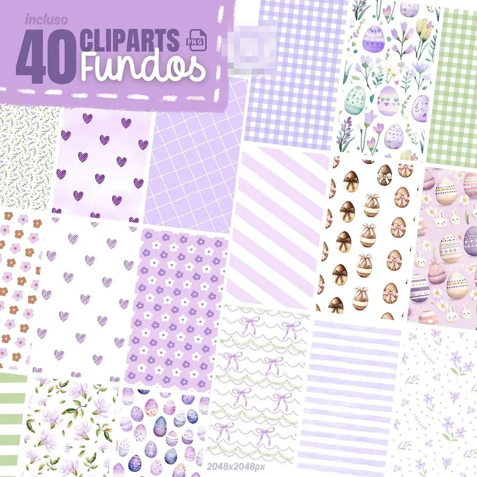 Kit Digital Páscoa Lilás em Png 3