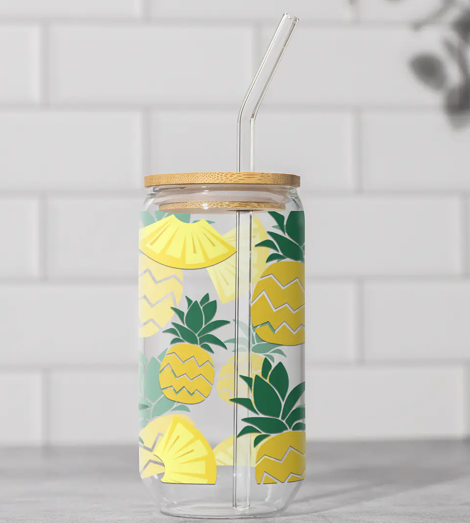 150 Artes para Copo Tampa de Bambu Café Gelado Copo de Vidro Coffe Glass Arquivo em Png  9