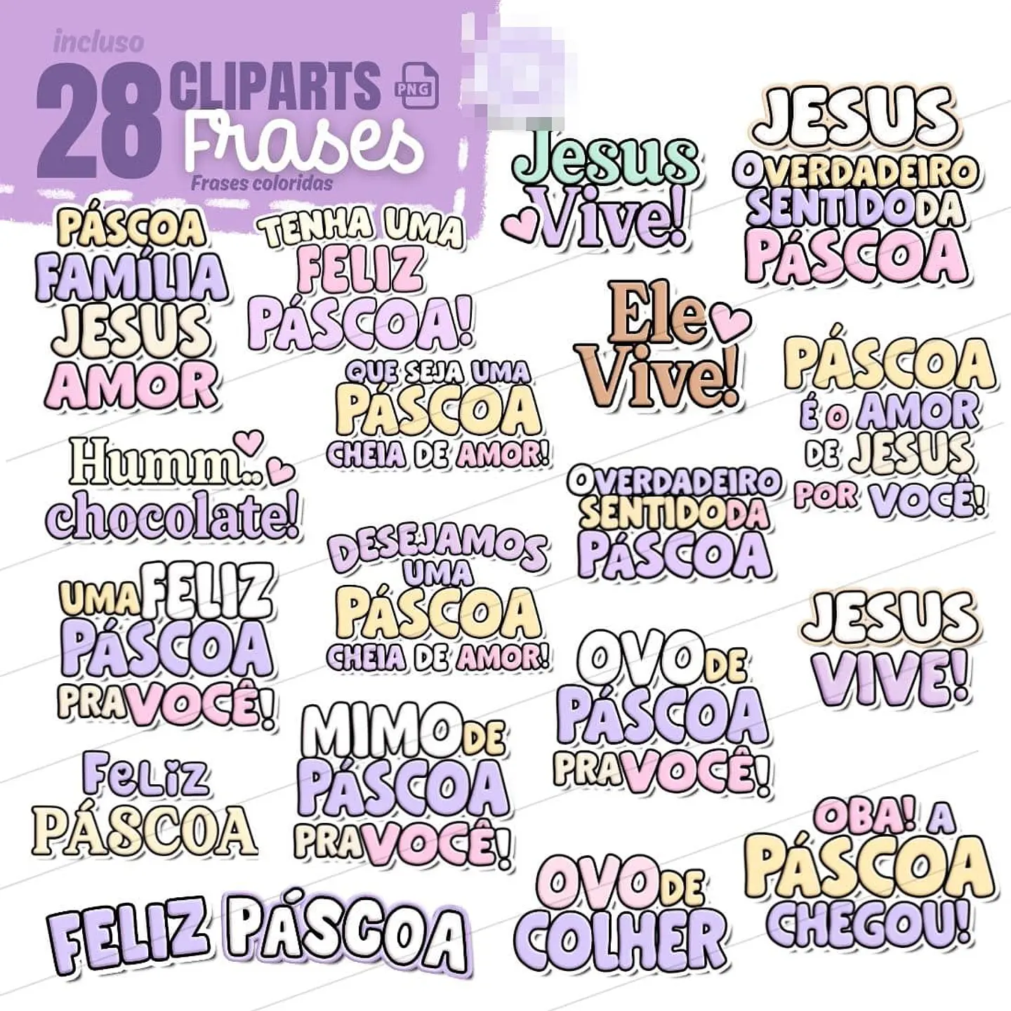 Kit Digital Páscoa Lilás em Png 5