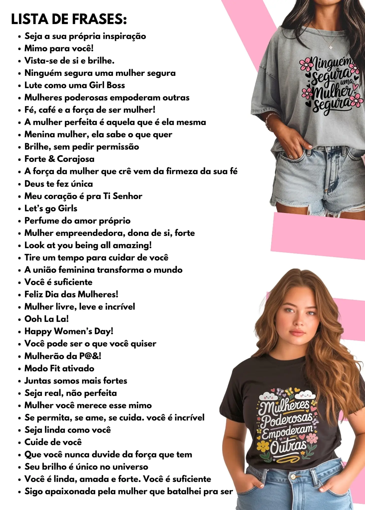 Kit Digital Frases Dia das Mulheres Motivaciaonal em Png  2