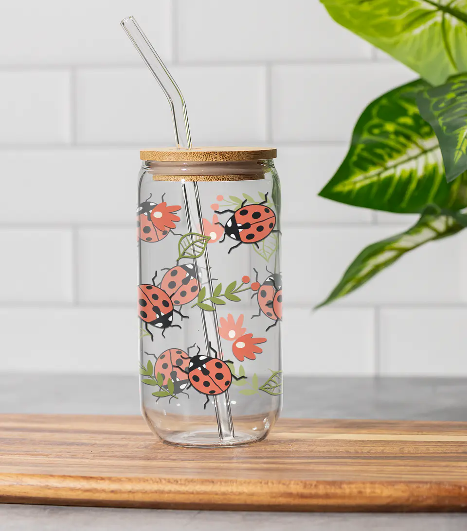 150 Artes para Copo Tampa de Bambu Café Gelado Copo de Vidro Coffe Glass Arquivo em Png  11