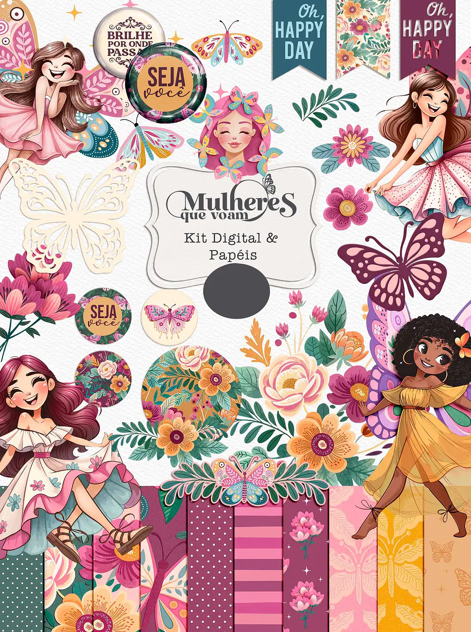 Kit Digital Mulheres que Voam em Png 1