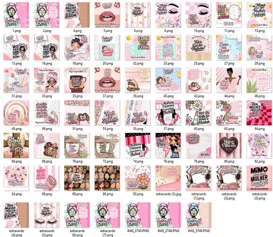 Kit Digital Frases Dia das Mulheres Motivaciaonal em Png  16