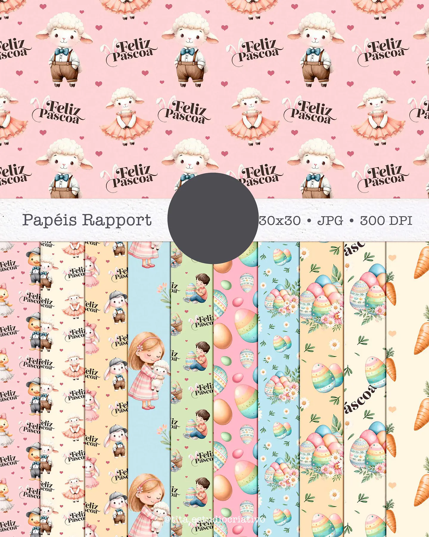 Kit Digital Páscoa Coelhinhos em Png 2