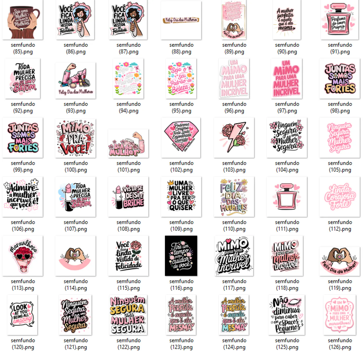Kit Digital Frases Dia das Mulheres Motivaciaonal em Png  17