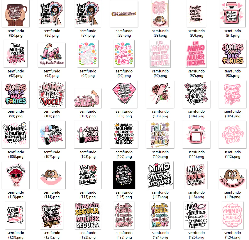 Kit Digital Frases Dia das Mulheres Motivaciaonal em Png  17